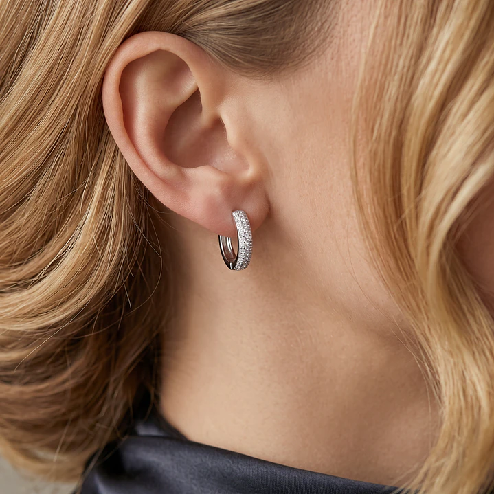 Aros de Plata Esterlina 925 Argolla Circón Cintillo 4