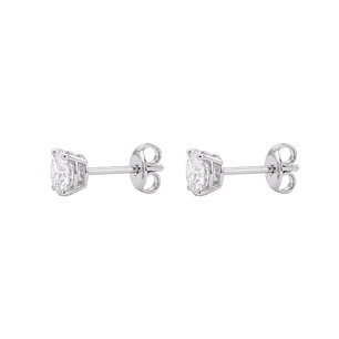 Aros de Plata Esterlina 925 Punto Circón 4 Grifas 5MM