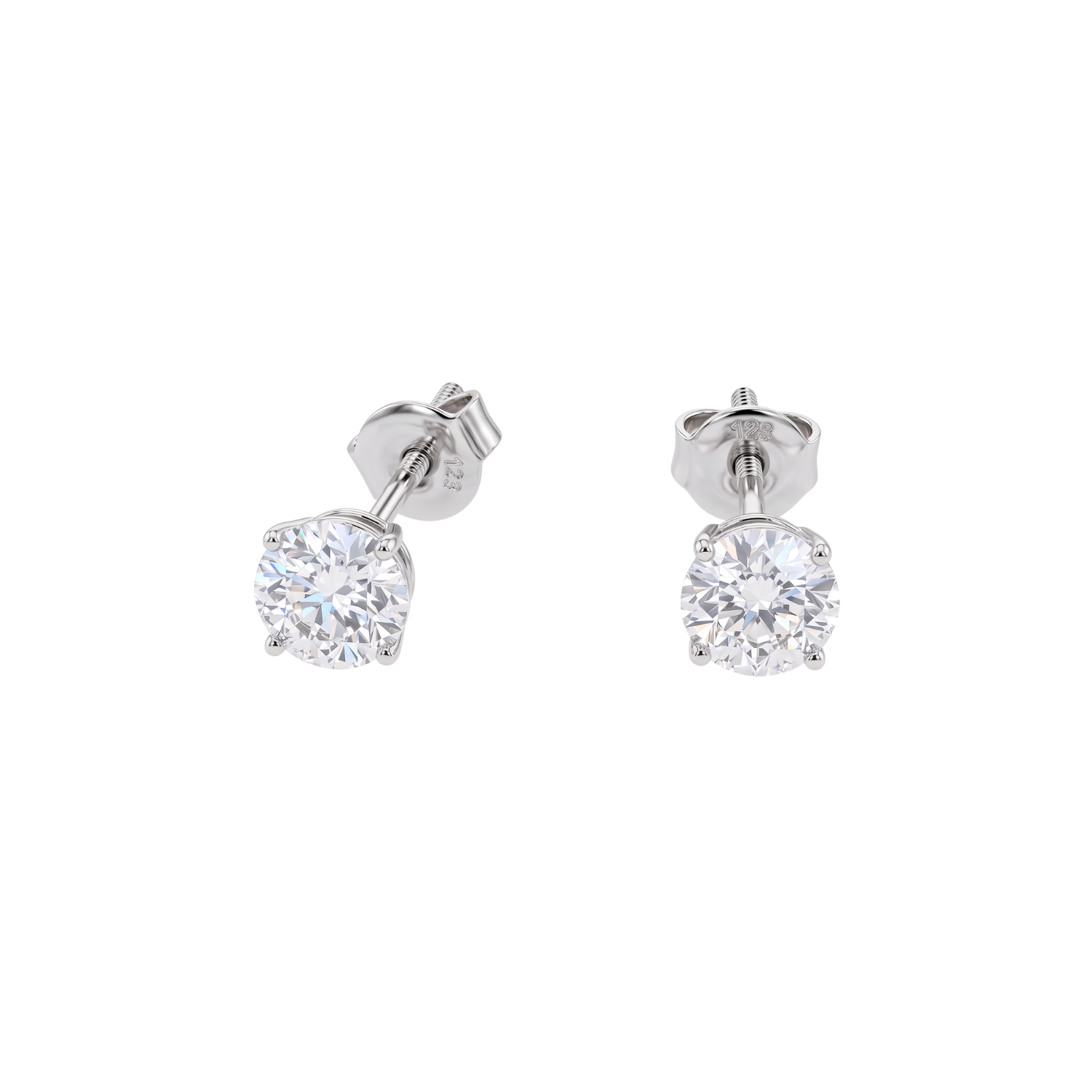 Aros de Plata Esterlina 925 Punto Circón 4 Grifas 5MM 2