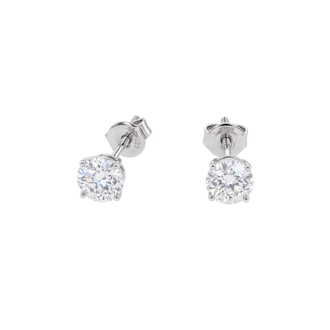 Aros de Plata Esterlina 925 Punto Circón 4 Grifas 5MM 2