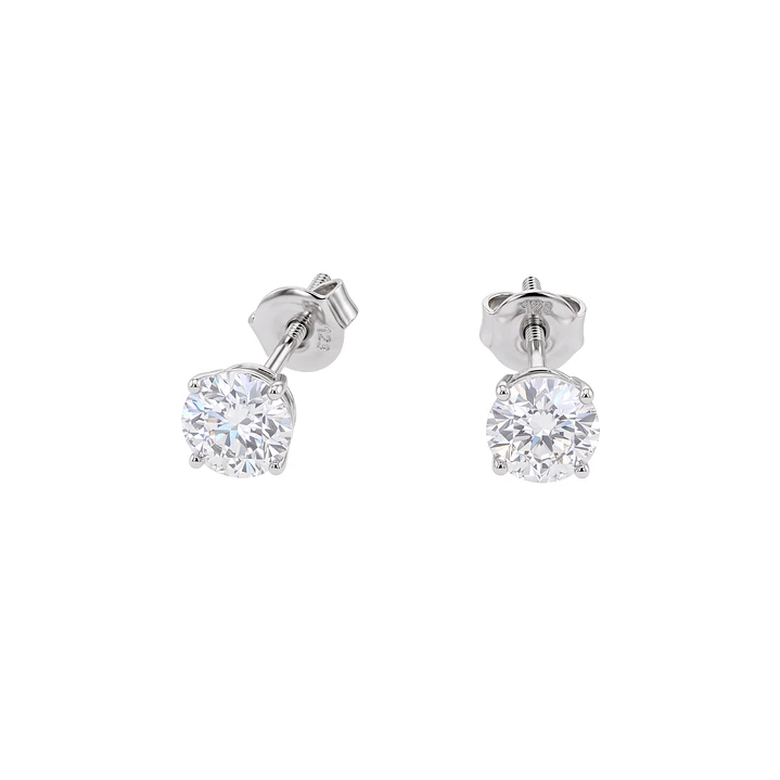 Aros de Plata Esterlina 925 Punto Circón 4 Grifas 5MM 2