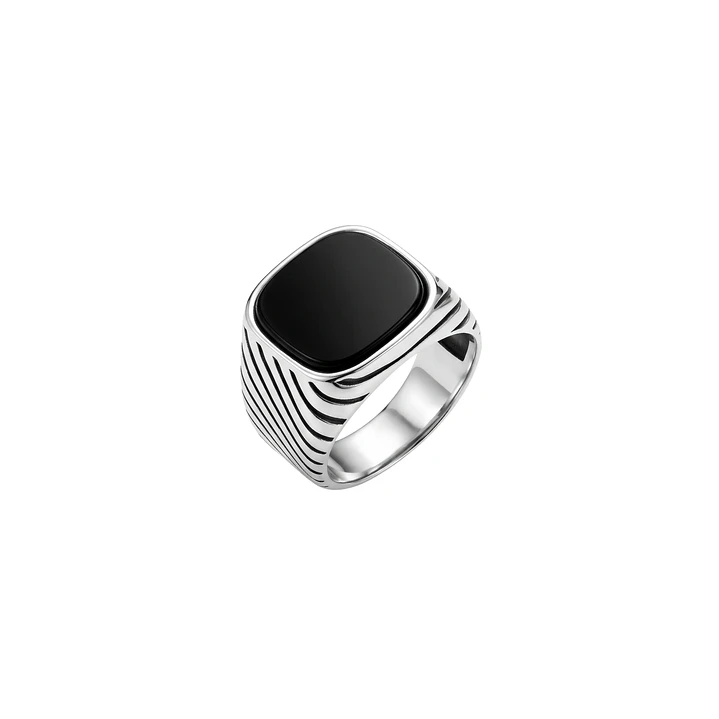 Anillo de Plata Esterlina 925 Relieve en Ondas Masculino 3