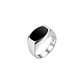 Anillo de Plata Esterlina 925 Sello Esmaltado Negro Masculino - Miniatura 1