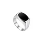 Anillo de Plata Esterlina 925 Sello Esmaltado Negro Masculino - Miniatura 2