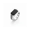 Anillo de Plata Esterlina 925 Sello Esmaltado Calado Masculino