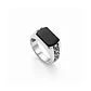 Anillo de Plata Esterlina 925 Sello Esmaltado Calado Masculino - Miniatura 2