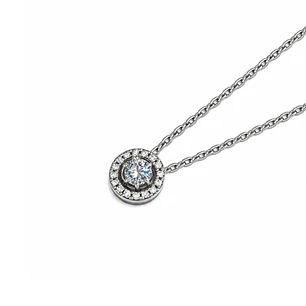 Collar de Plata Esterlina 925 Halo Circón Central