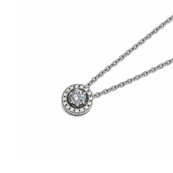 Collar de Plata Esterlina 925 Halo Circón Central 1