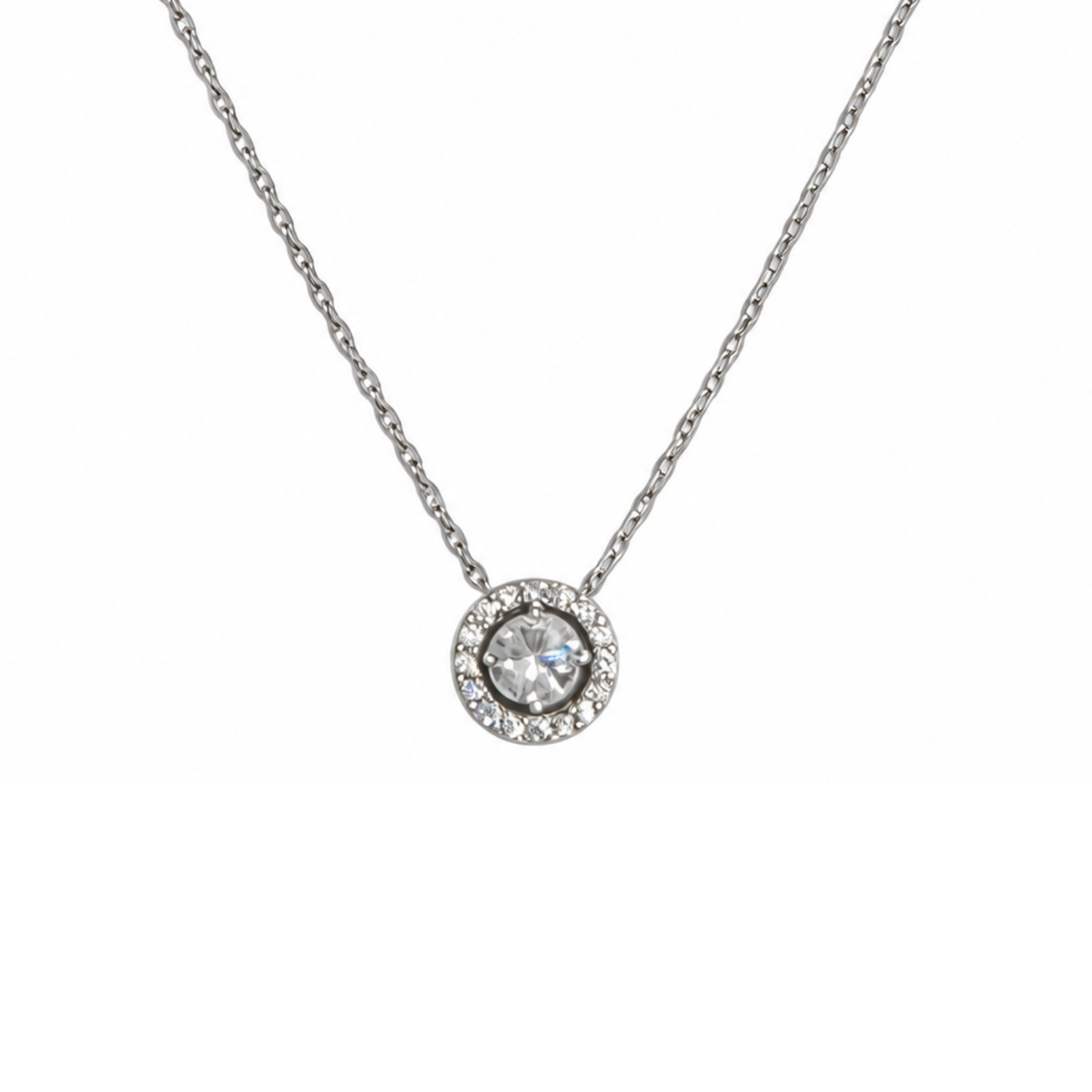 Collar de Plata Esterlina 925 Halo Circón Central 2