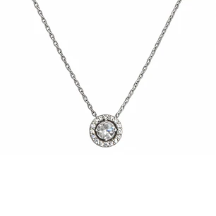 Collar de Plata Esterlina 925 Halo Circón Central