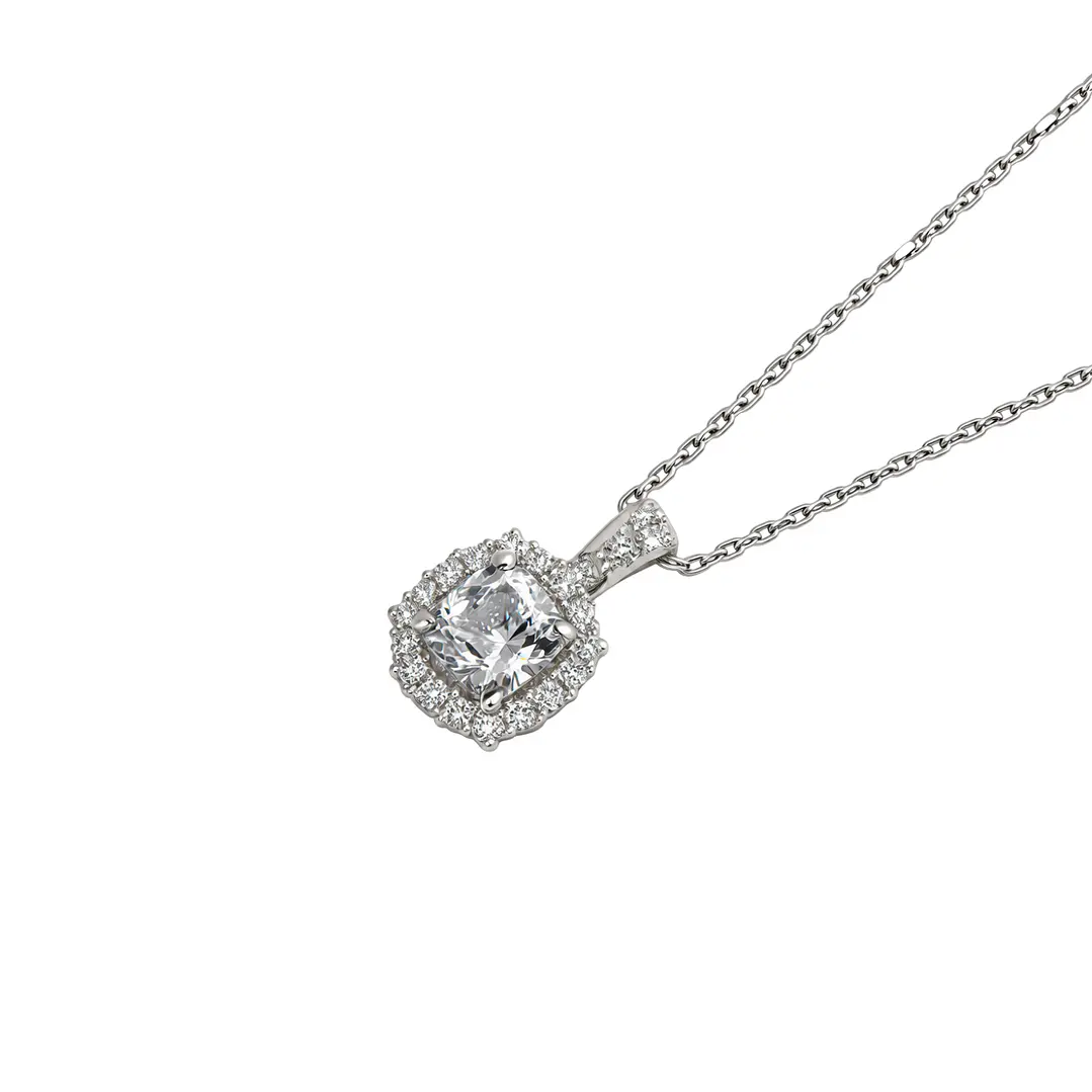 Collar de Plata Esterlina 925 Baguette Enmarcado Circón 1