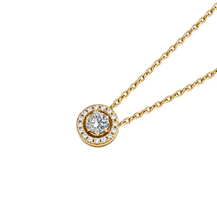 Collar de Plata Esterlina 925 Revestido en Oro Amarillo 18kt Halo Circón Central