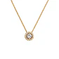 Collar de Plata Esterlina 925 Revestido en Oro Amarillo 18kt Halo Circón Central - Miniatura 2