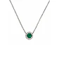 Collar de Plata Esterlina 925 Botón de Esmeralda Circón Central - Miniatura 2