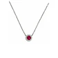 Collar de Plata Esterlina 925 Botón de Rubí Circón Central - Miniatura 2