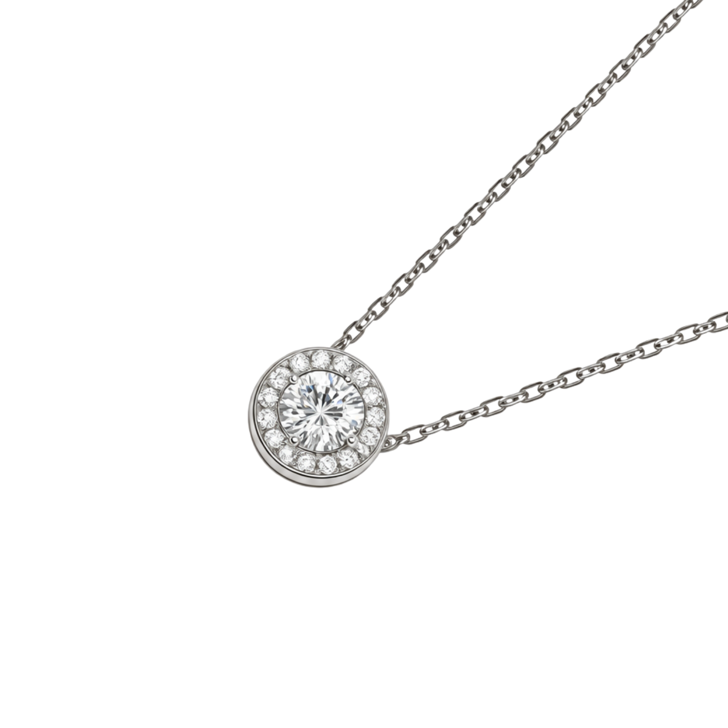 Collar de Plata Esterlina 925 Botón de Circón Central 1