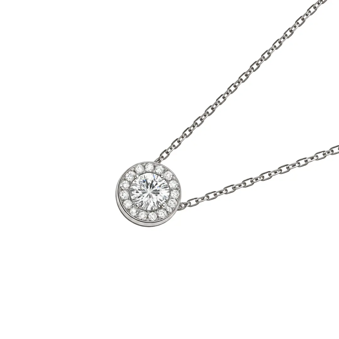 Collar de Plata Esterlina 925 Botón de Circón Central 1