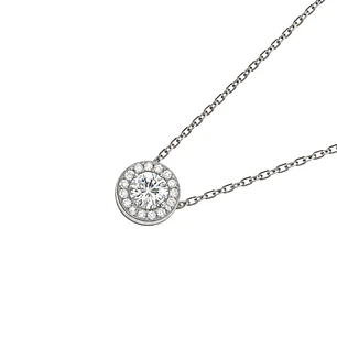 Collar de Plata Esterlina 925 Botón de Circón Central