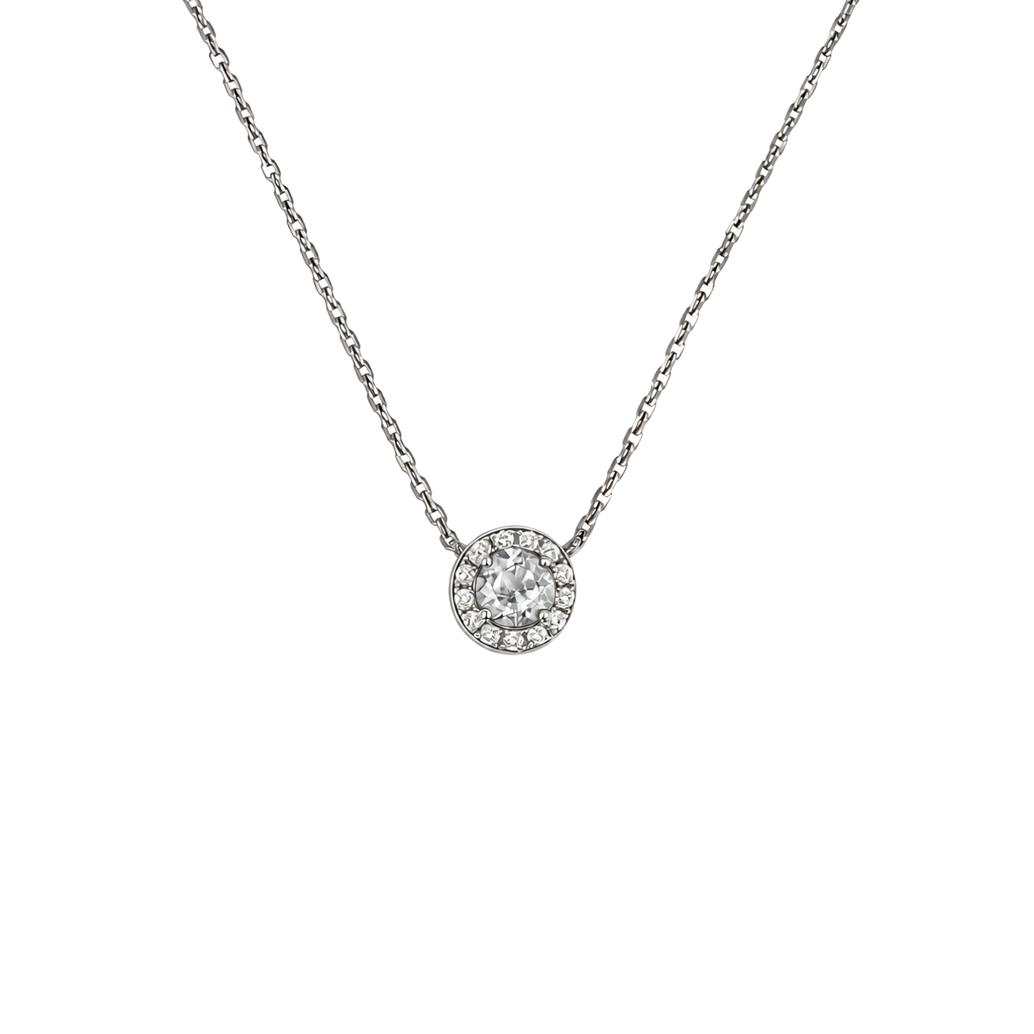 Collar de Plata Esterlina 925 Botón de Circón Central 2