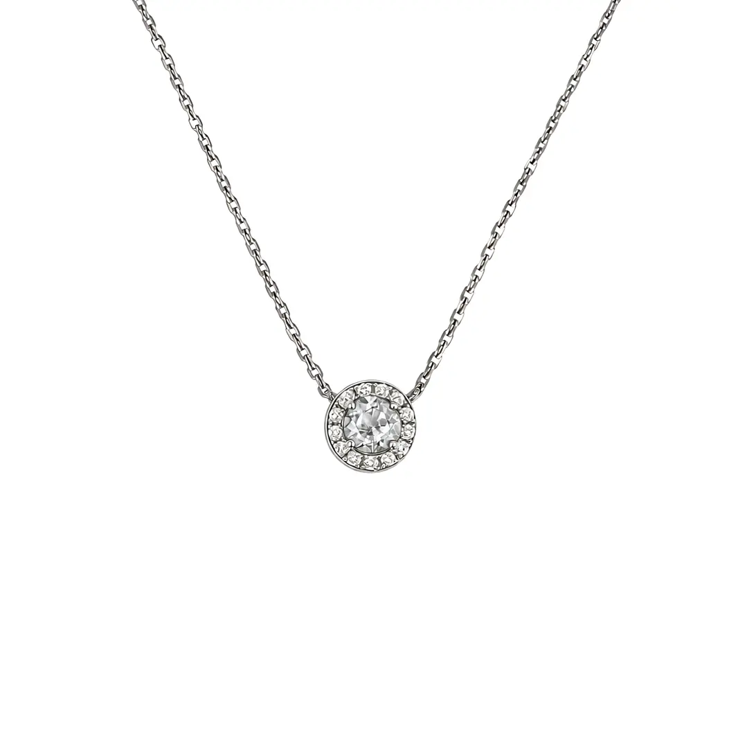 Collar de Plata Esterlina 925 Botón de Circón Central 2