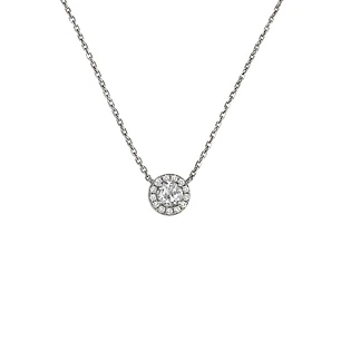 Collar de Plata Esterlina 925 Botón de Circón Central