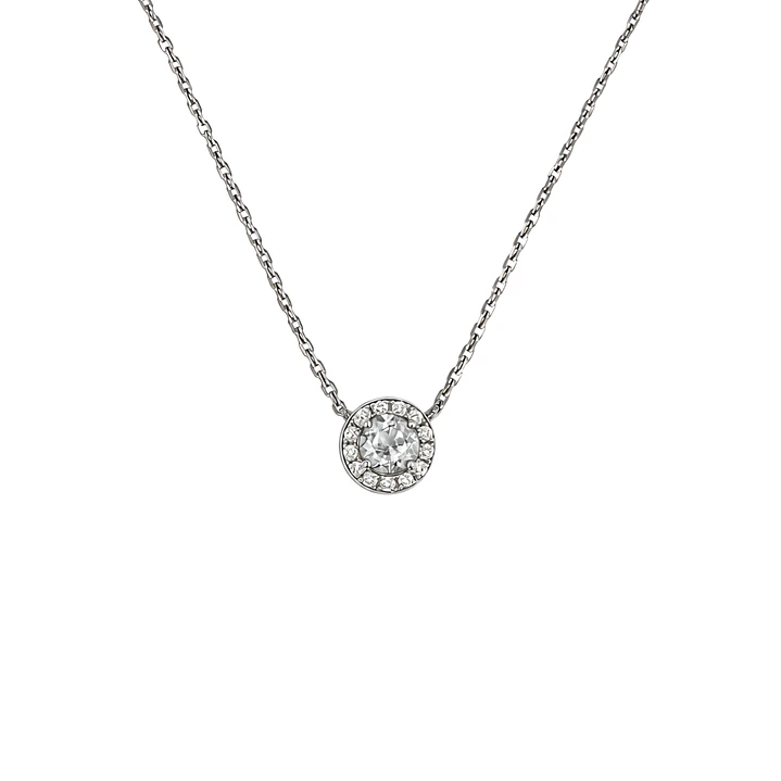Collar de Plata Esterlina 925 Botón de Circón Central 2