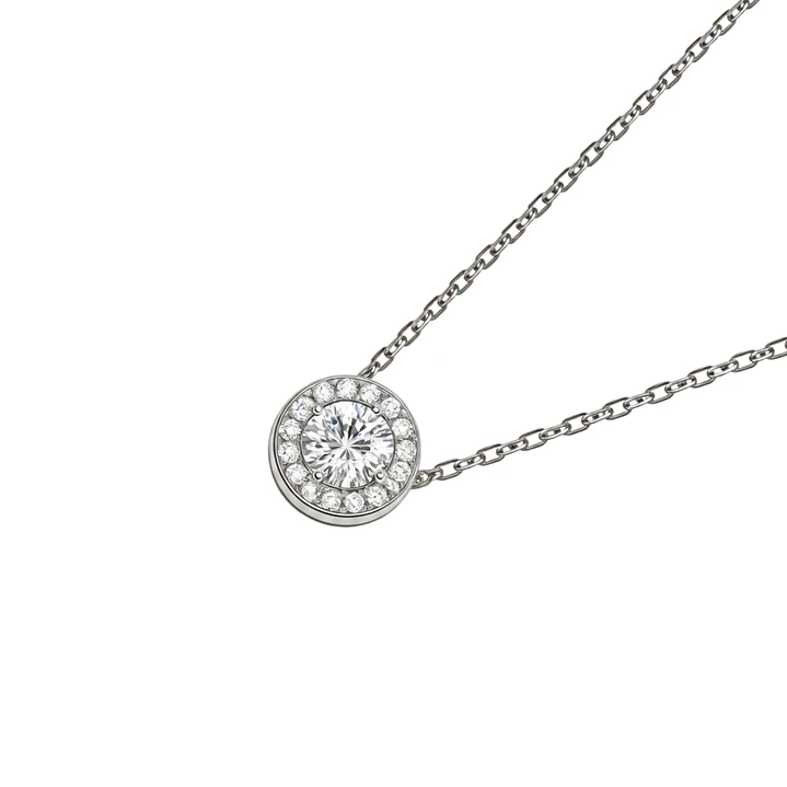 Collar de Plata Esterlina 925 Botón de Circón Central 3