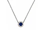 Collar de Plata Esterlina 925 Botón de Safiro Circón Central - Miniatura 2