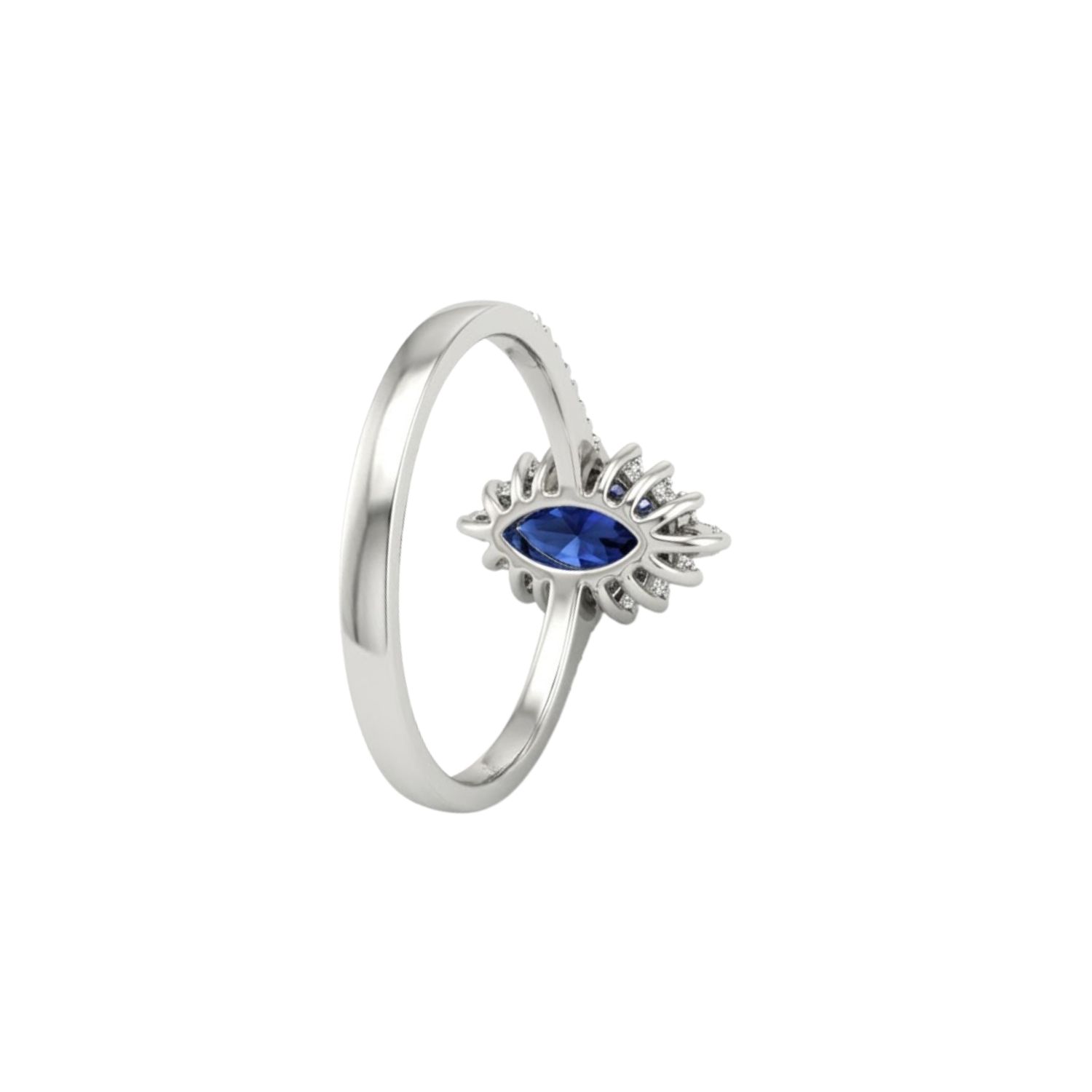 Anillo Oro Blanco 18Kt Diamantes 25Pts Con Zafiro 3