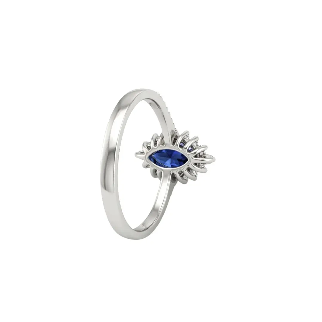 Anillo Oro Blanco 18Kt Diamantes 25Pts Con Zafiro 3