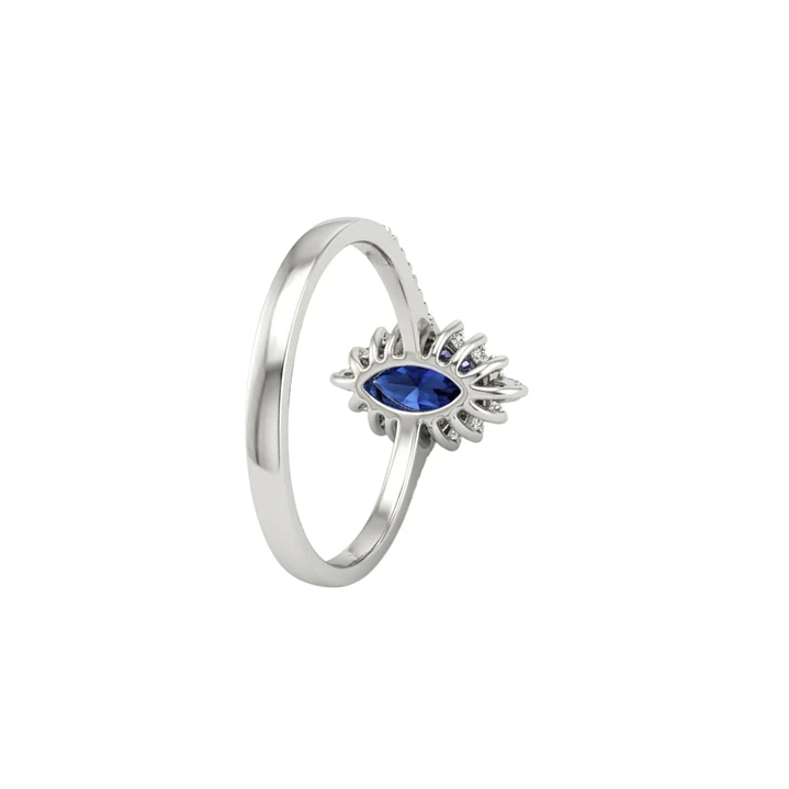 Anillo Oro Blanco 18Kt Diamantes 25Pts Con Zafiro 3
