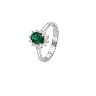Anillos Oro 18Kt  Lady Diamantes  27Pts con Esmeralda