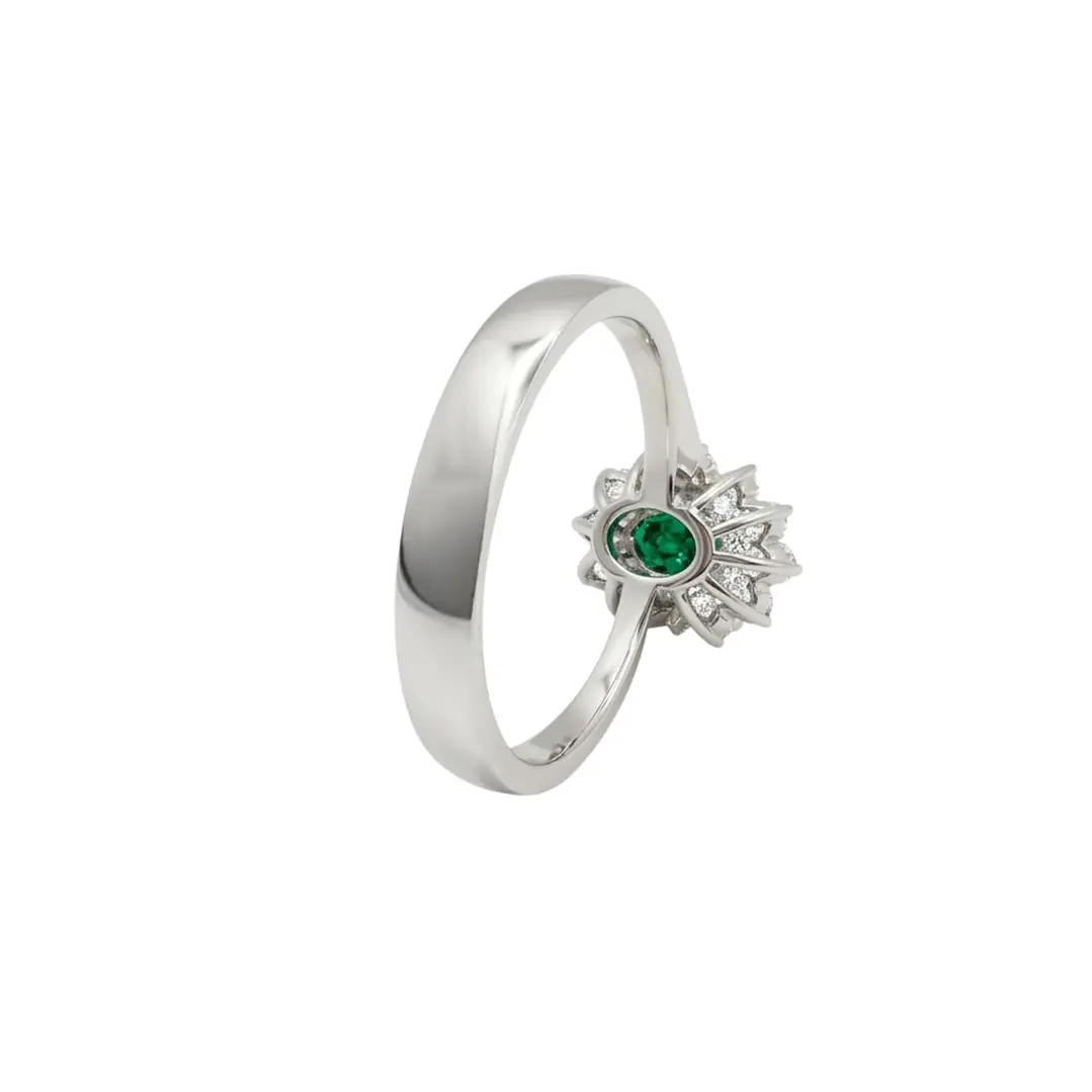 Anillos Oro 18Kt  Lady Diamantes  27Pts con Esmeralda 3