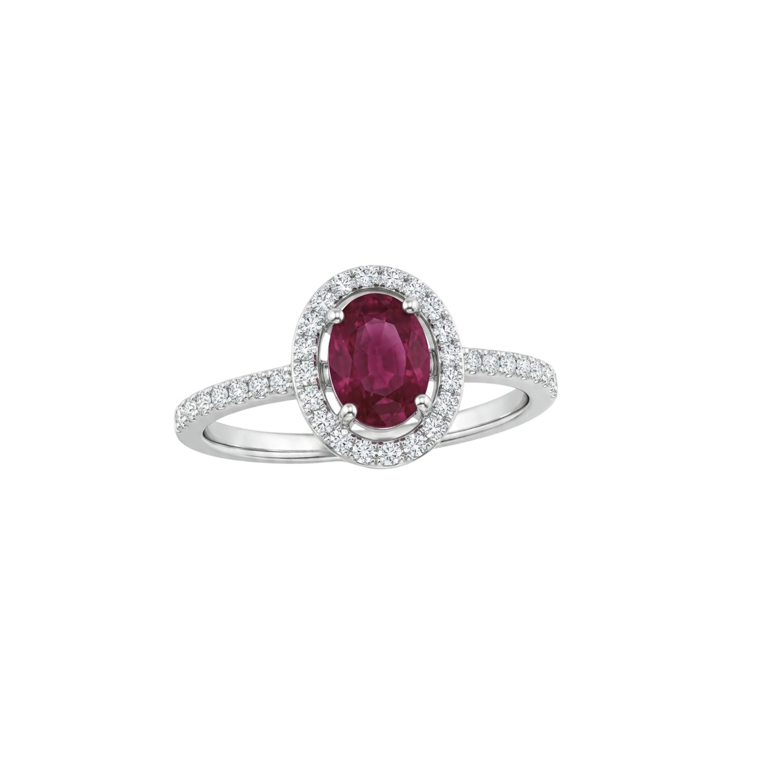 Anillo Oro Blanco 18Kt Diamantes 13Pts Con Rubí 2