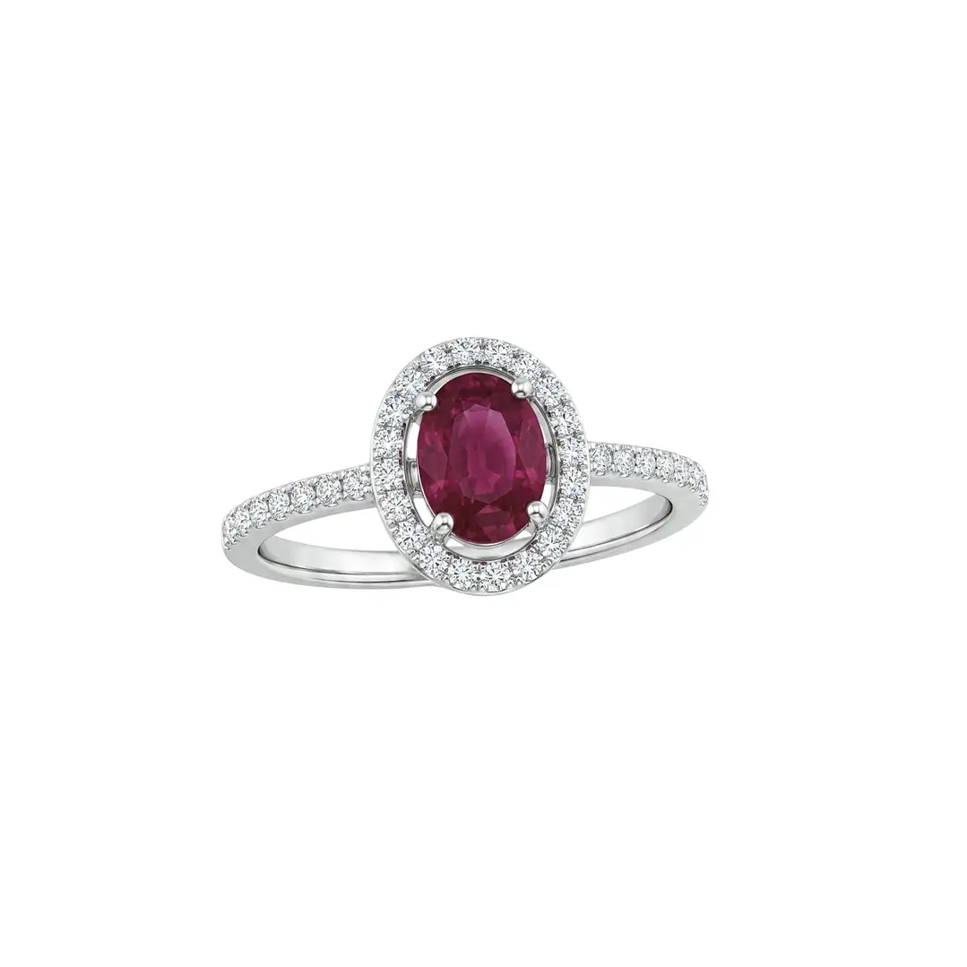 Anillo Oro Blanco 18Kt Diamantes 13Pts Con Rubí 2