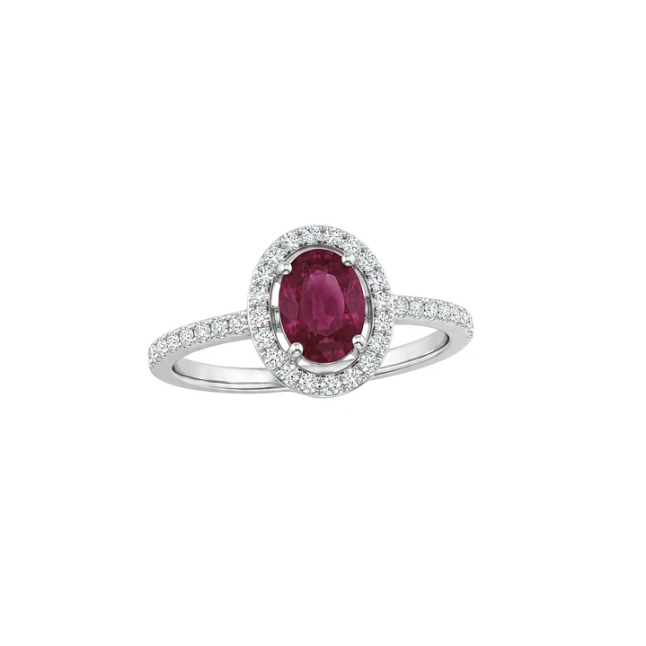 Anillo Oro Blanco 18Kt Diamantes 13Pts Con Rubí 2
