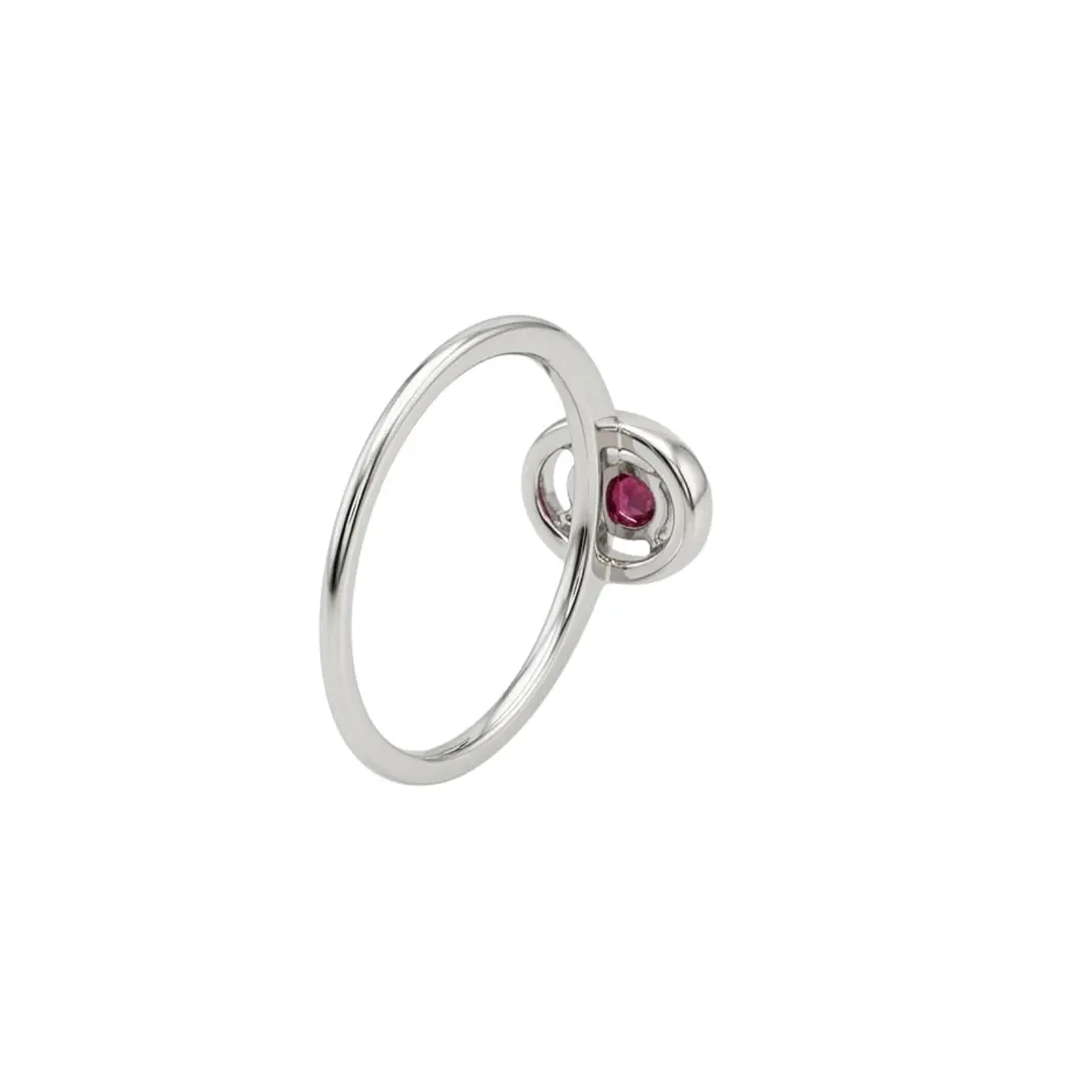 Anillo Oro Blanco 18Kt Diamantes 13Pts Con Rubí 3