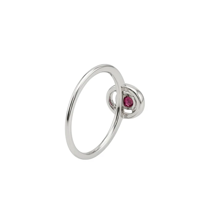 Anillo Oro Blanco 18Kt Diamantes 13Pts Con Rubí 3