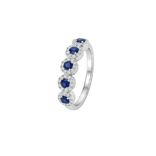 Anillo Oro Blanco 18Kt Diamantes 25Pts y Zafiro