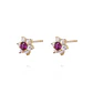 Aros de Oro 18kt Roseta Circonita-Rubí - Miniatura 2