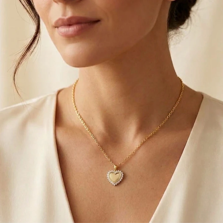 Collar   Oro 18kt  Corazon Circon 4