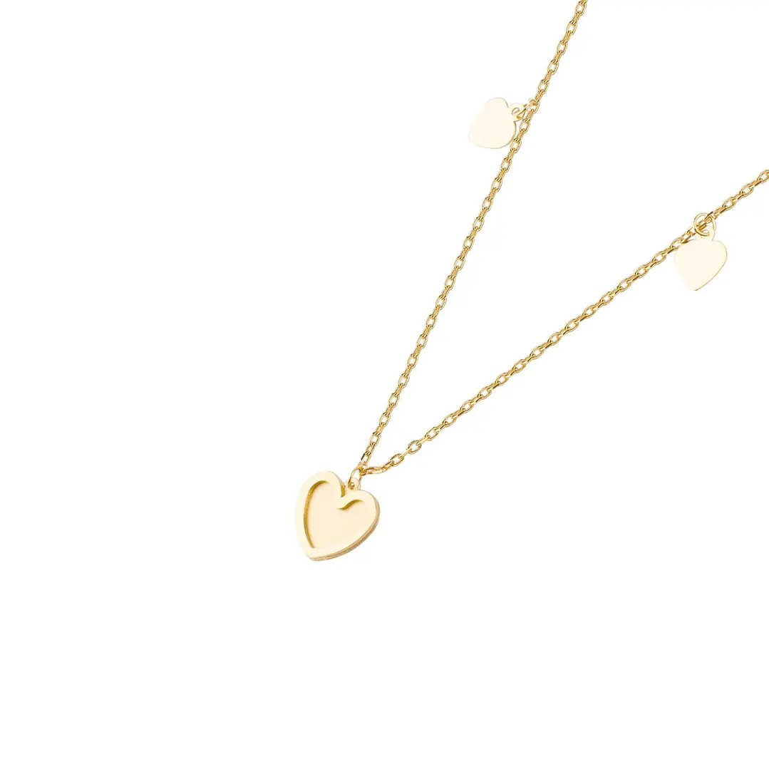 Collar Oro 18kt  Tres  Corazones Colgantes 1