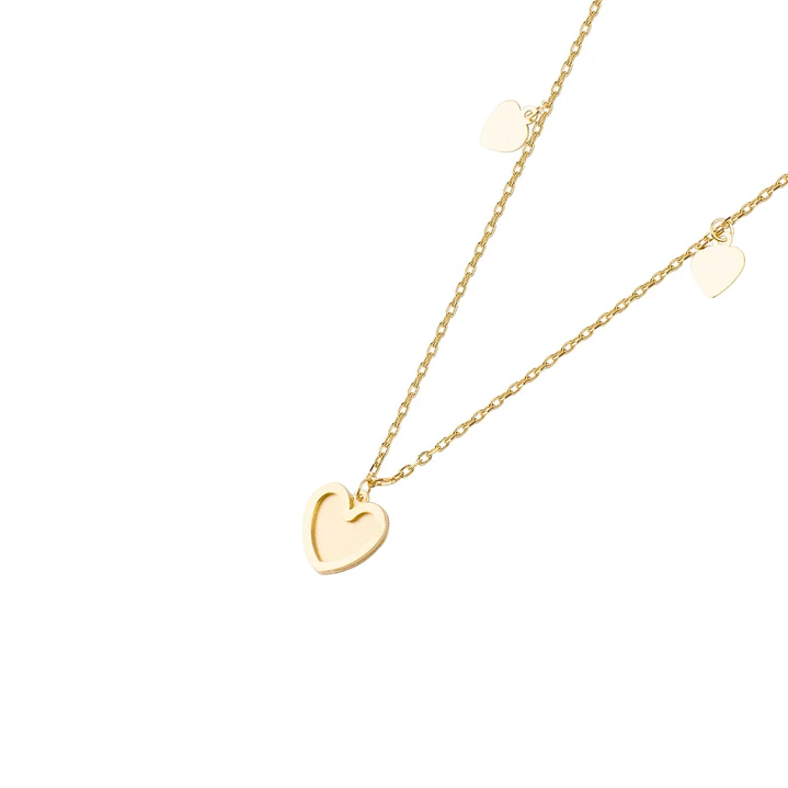 Collar Oro 18kt  Tres  Corazones Colgantes 1