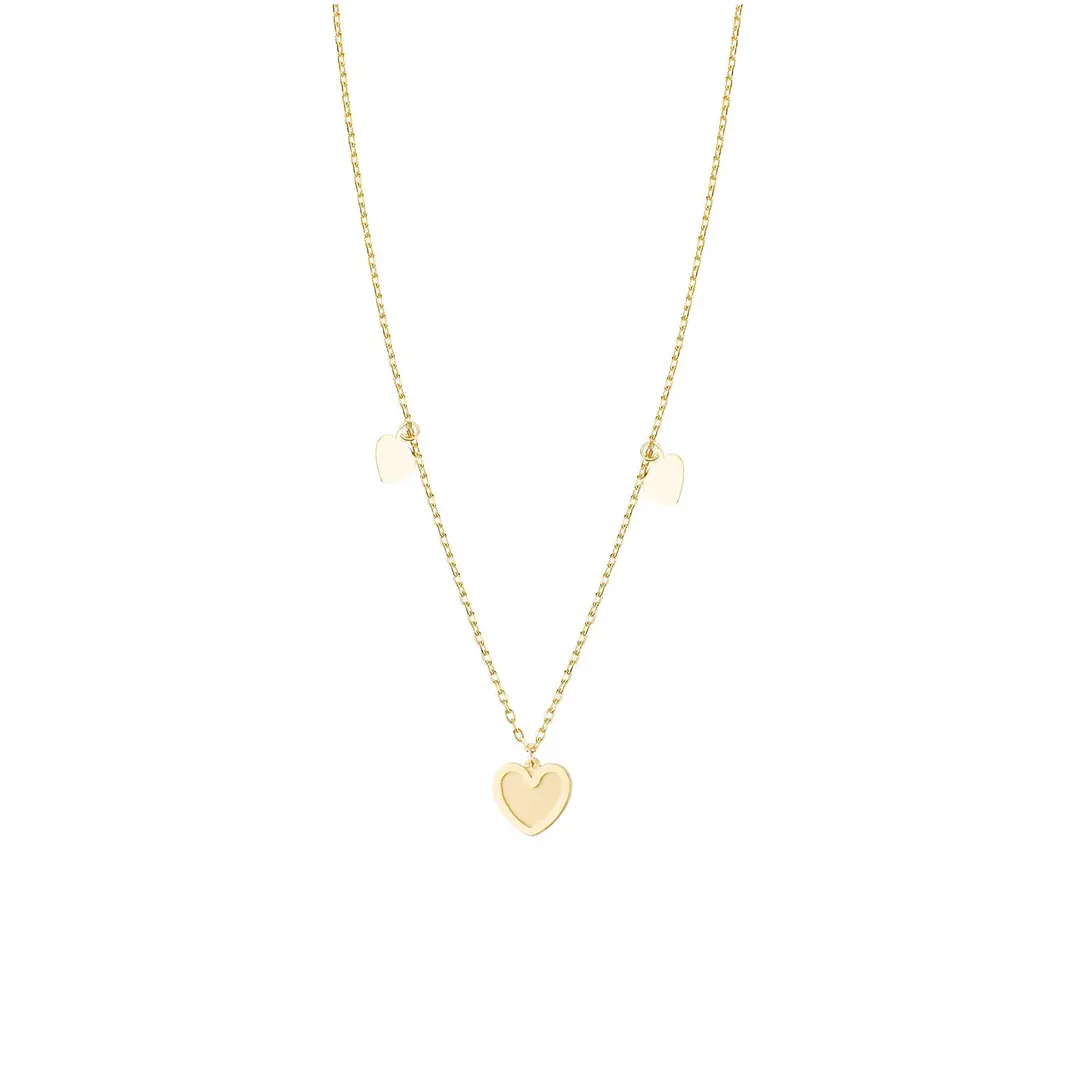 Collar Oro 18kt  Tres  Corazones Colgantes 3