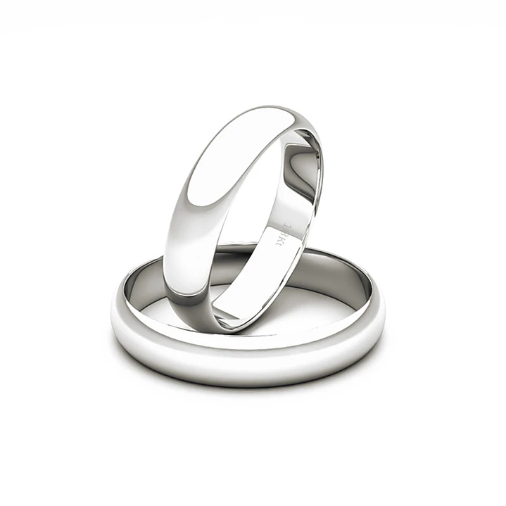 Par de Argollas de Oro 18kt Modelo Ingles Media Caña de 3,5mm Oro Blanco 1
