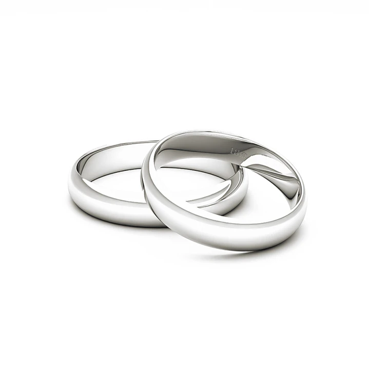 Par de Argollas de Oro 18kt Modelo Ingles Media Caña de 3,5mm Oro Blanco 2