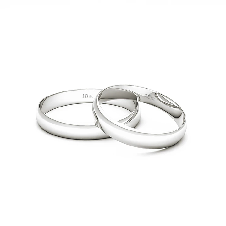 Par de Argollas de Oro Blanco 18kt  Bari de 3,0mm 3