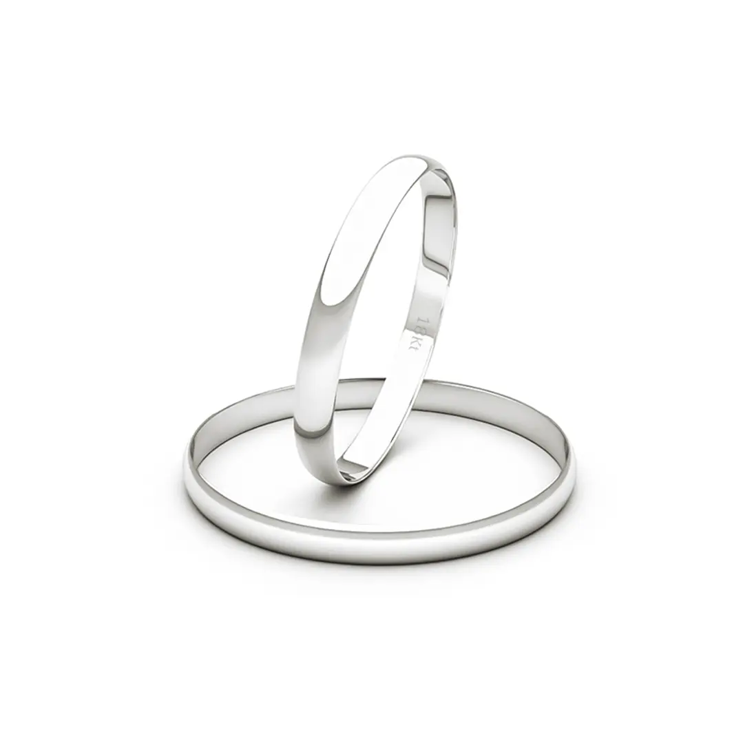 Par de Argollas Ilusion de Oro 18kt Modelo Ingles de 2,0mm Oro Blanco 1