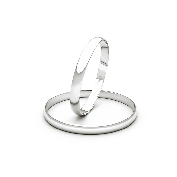 Par de Argollas Ilusion de Oro 18kt Modelo Ingles de 2,0mm Oro Blanco 1