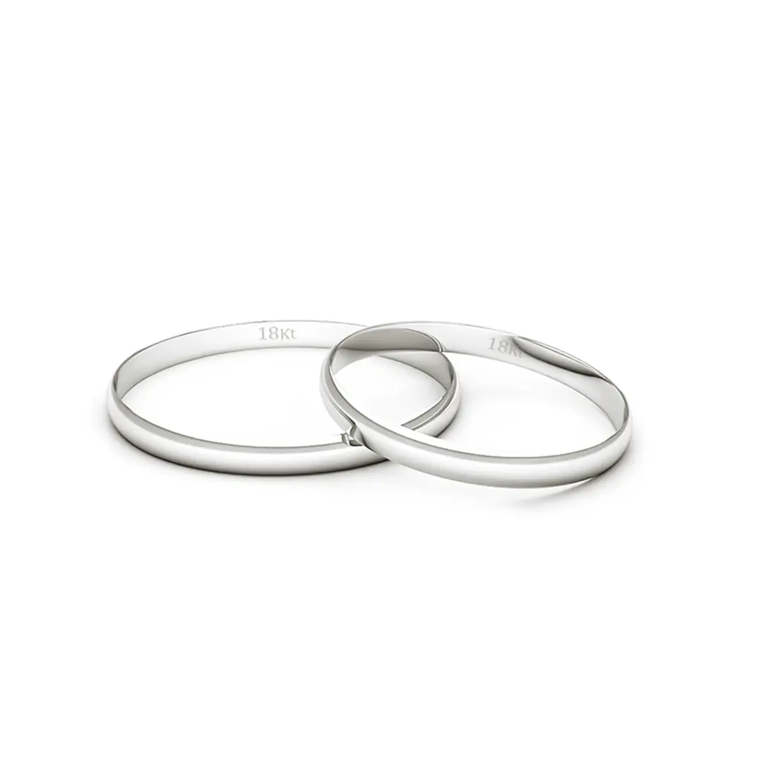 Par de Argollas Ilusion de Oro 18kt Modelo Ingles de 2,0mm Oro Blanco 2